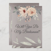 銀のフローラエレガントは私の花嫁になる 招待状 (正面/裏面)