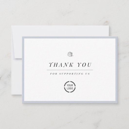 銀のフローラミニマルビジエレガントネス サンキューカード (正面)