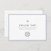 銀のフローラミニマルビジエレガントネス サンキューカード (正面/裏面)