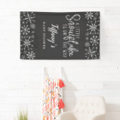 銀のベビーシャワーの途中に小さな雪片 横断幕 (インサイチュ)