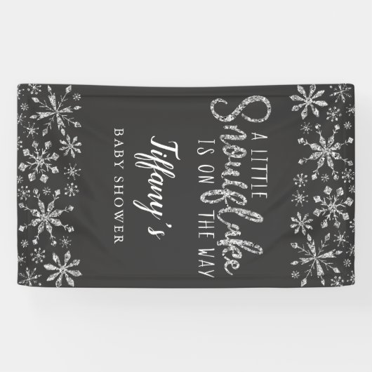 銀のベビーシャワーの途中に小さな雪片 横断幕 (横)