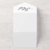 銀のメタリックシンプルな結婚葉の木の葉 オールインワン招待状 (外側)