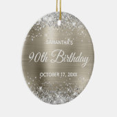 銀のラメ プラチナ箔 90歳の誕生日 セラミックオーナメント (右)