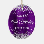 銀のラメ 紫ホイル 90歳の誕生日 セラミックオーナメント (右)
