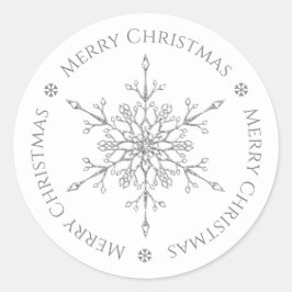 銀のラメ 雪の結晶 メリークリスマス ラウンドシール