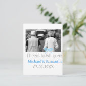 銀のリボンが60周年記念結婚を祝う ポストカード (スタンド正面)