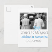 銀のリボンが60周年記念結婚を祝う ポストカード (正面/裏面)