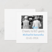 銀のリボンが60周年記念結婚を祝う 招待状 (正面/裏面)