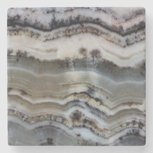 銀のレースのオニキスを閉じる ストーンコースター (正面)