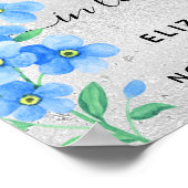 銀のワスレナグサの花の写真で作った追悼品 葬儀 ポスター (角)