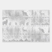 銀の上に北欧のセーター銀の冬の動物 ラッピングペーパーシート (正面3)