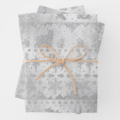 銀の上に北欧のセーター銀の冬の動物 ラッピングペーパーシート (インサイチュ)