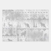 銀の上に北欧のセーター銀の冬の動物 ラッピングペーパーシート (正面3)