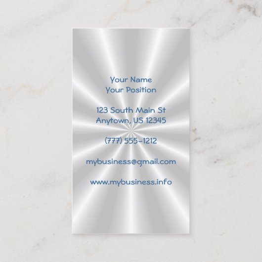 銀の上に青の豪華な太陽の日が差すこと背景 名刺 (裏面)
