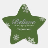 銀の信じグリッターはクリスマスの魔法 星シール (正面)