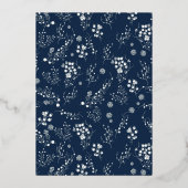 銀の冬の果実リース結婚のフォイルinvitati 箔招待状 (裏面)