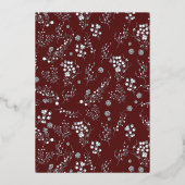 銀の冬の果実リース結婚のフォイルinvitati 箔招待状 (裏面)