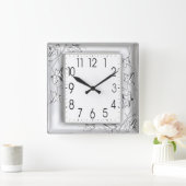 銀の効果 スクエア壁時計 (ホーム)