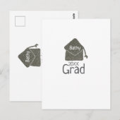 銀の卒業帽に名前と年度を glitter で追加 ポストカード (正面/裏面)