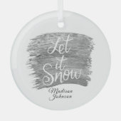 銀の名前をカスタムするにフェイク雪を絵を描置く ガラスオーナメント (正面)