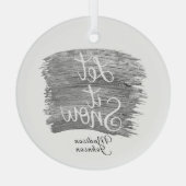 銀の名前をカスタムするにフェイク雪を絵を描置く ガラスオーナメント (裏面)