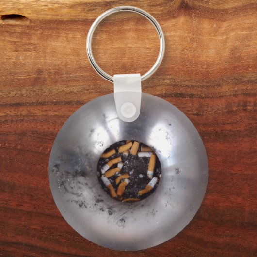 銀の喫煙者の灰皿のお尻おもしろい、 キーホルダー (正面)