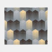 銀の幾何学的建物、抽象芸術パターン。 フリースブランケット (正面(横))