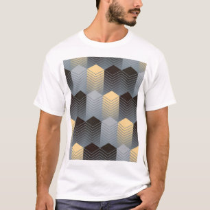 銀の幾何学的建物、抽象芸術パターン。 Tシャツ