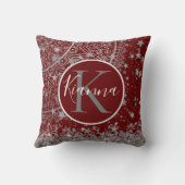 銀の星を赤に付けたシルバーロータス曼荼羅 クッション (裏面)