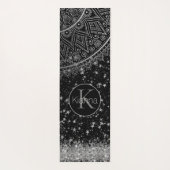 銀の星を黒に浮かべて魅惑的なマンダラ ヨガマット (裏面)