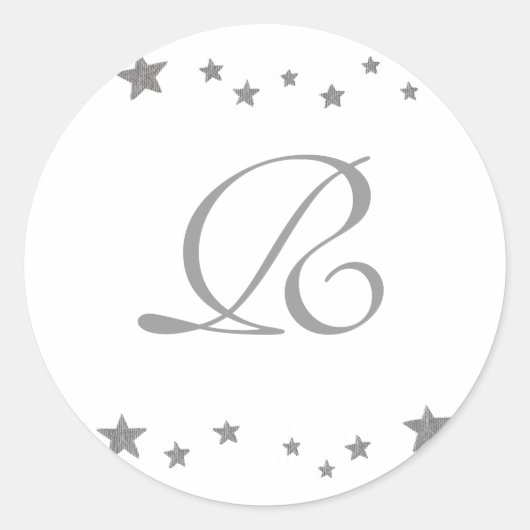 銀の星モノグラム結婚の封印 ラウンドシール (正面)