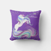 銀の星ユニコーン輝く クッション (正面)