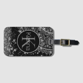 銀の星付きシルバーロータスマンダラのモノグラム ラゲッジタグ