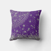 銀の星付きロータスマンダラ紫 クッション (裏面)