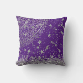 銀の星付きロータスマンダラ紫 クッション