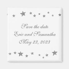 銀の星縁ど、日付の磁結婚石を保存 マグネット