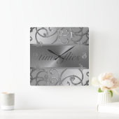 銀の時間は時計を飛ばす スクエア壁時計 (ホーム)