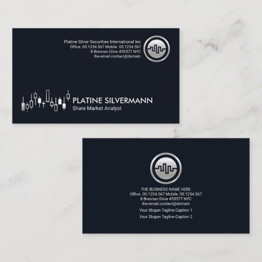 銀の株式共有市場グラフマネーマーケット 名刺 (正面/裏面)