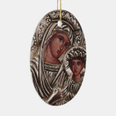 銀の母および子供アイコン、マドンナおよびイエス・キリスト セラミックオーナメント (右)