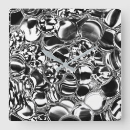 銀の泡にガラスまたは金属の色調 スクエア壁時計