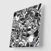 銀の泡にガラスまたは金属の色調 スクエア壁時計 (傾斜)