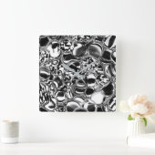 銀の泡にガラスまたは金属の色調 スクエア壁時計 (ホーム)