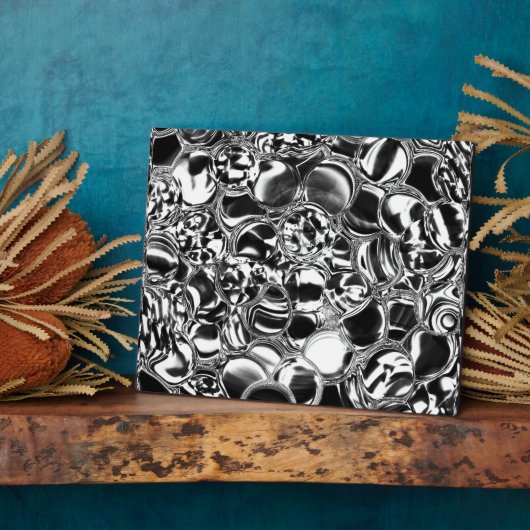 銀の泡にガラスまたは金属の色調 フォトプラーク (側面)