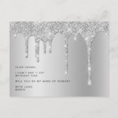 銀の滴りが私のメイド・オブ・オーナー（花嫁付き添い人） インビテーションポストカード (裏面)