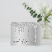 銀の滴りが私のメイド・オブ・オーナー（花嫁付き添い人） インビテーションポストカード (スタンド正面)