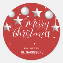 銀の白熱［赤熱］光を放つクリスマスボードレッド ラウンドシール