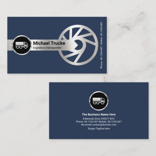 銀の矢じりのグローバルタイヤリムトラック輸送 名刺 (正面/裏面)