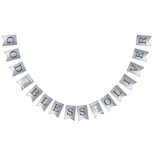 銀の神が6つの手紙の名前の洗礼聖餐会 バンティングフラッグ (全)