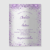 銀の紫結婚の輝きの贅沢 マグネット招待状 (正面)