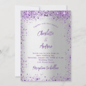 銀の紫結婚の輝きの贅沢 招待状 (正面)